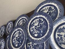 VTG Set/ Churchill England Blue Willow Chinoiserie Bird Pattern 4 Bowls 6 Plates picture
