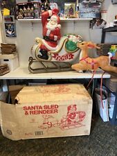 Vintage 1970 Empire Santa in Sleigh Blow Mold Runners Plastic Lighted Christmas picture