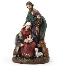 Holy Family with Animals Jewel Tones 15 inch Statue Nativity Set Tabletop Decor picture