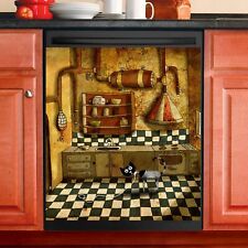 Steampunk Kitchen Magnet Dishwasher Cover, Steampunk Cat Kitchen Decor picture