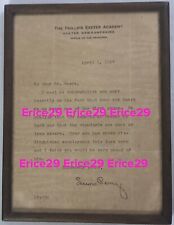 1927 Phillips Exeter Academy Lewis Perry 8th Principal 1914–1946 Signed Letter picture