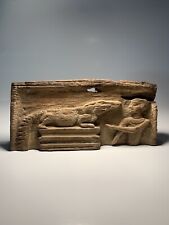 Ancient Egyptian Priest worshiping crocodile relief on wood, Late period picture