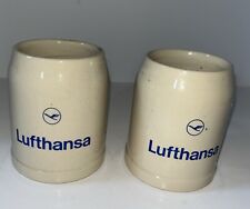 2 Vintage LUFTHANSA Airlines Stoneware Coffee Mugs Made in Germany .31 picture
