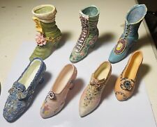 Lot of 7 Resin Embellished Shoe/Boot Figurines All In EUC No Boxes picture