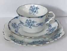 3pcs.Vtg Crosvenor Kew Blue Coffee Cup/Saucer & Matching Balmoral Dessert Plate picture