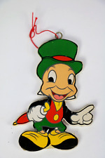 Vintage 1988 Jiminy Cricket Wood Ornament Walt Disney Christmas Collectible picture