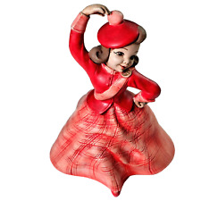 Antique Vintage Ceramic Figurine Happy Girl In Red Dress Lang's Ceramics 7.5in picture