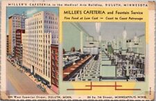 1936 DULUTH, Minnesota Linen Postcard MILLER'S CAFETERIA *Tape on Front of Card picture