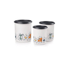 Tupperware Pawsome 3 Pc Canister set- Black seals- NIP picture