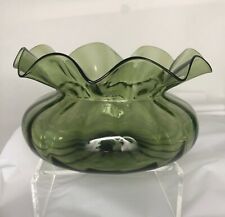 Vintage Hand Blown Art Glass Ruffled Edge Vase w Polished Pontil picture