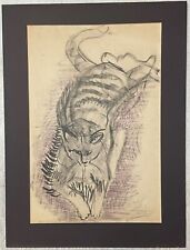 Rare 1945 Original RICHARD HAYLEY LEVER 'Mike the CAT' Mixed Media Color DRAWING picture
