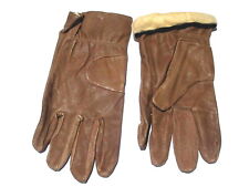 Vintage 1990s Czech Army deerskin brown leather gloves military mittens lined picture