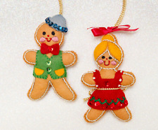 Vintage Bucilla Gingerbread Cookie Felt Handmade Ornaments picture