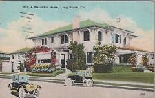 Long Beach, CA: 1923 Home, Old Cars, Vintage Los Angeles Co, California Postcard picture