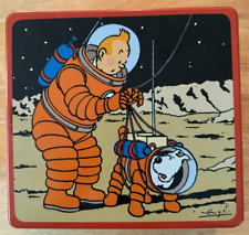 TINTIN AND MILOU (SNOWY) HERGE BISCUIT METAL TIN WALKING ON THE MOON picture