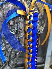 Royal Blue & Gold Satin Double Ribbon Graduation Lei (Custom orders available) picture