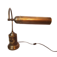 Rare Vintage Bronze Gooseneck Bank Teller Library Desk Study Lamp Laurel Leaf picture