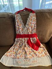 Beautiful Vintage Home Made Full Apron With A Pocket, embroidery And Crocheting picture