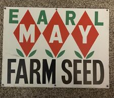 Vintage Metal Earl May Farm Seed Dealer Sign - 16” X 12”   picture