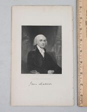 Antique Original 1800s Engraving Print James Madison by W.A. Wilmer  picture