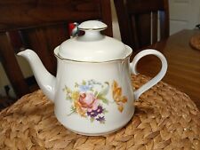 Vintage East Germany Porcelain Teapot JLMENAU Double Sided Floral Henneberg picture