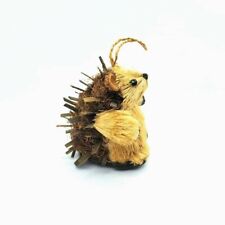 Porcupine Wood and Straw Christmas Ornament Holiday Super Cute picture