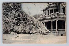 Columbus OH-Ohio, East Broad St Residences In Snow, Vintage Postcard picture
