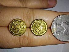 2 Vintage Waterbury Buttons, Brass,  Monogrammed S - Used picture