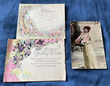 Vintage Post Cards Victorian Beautiful Happy Birthday Lot of  3  Germany picture