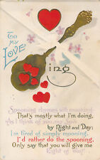 Antique Postcard 1917 to My Love Spooning Rhymes With Mooning Divided Back picture