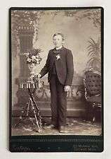 Antique Victorian Cabinet Card Photo Young Boy Standing Detroit, Michigan picture