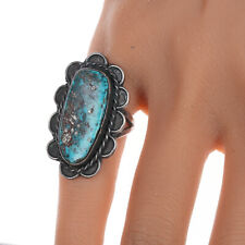 sz4.75 Navajo Morenci turquoise silver ring picture