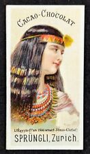 Vintage 1900s Egyptian Goddess Sprungli Zurich Chocolate Candy Card picture