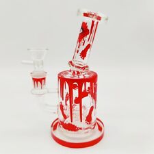 Halloween Scary Bloody Feet 6 Inch Portable Red Glass Bong Water Pipe 14MM picture