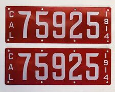 1914 California Porcelain License Plates Pair. Restored Pro. No Chips, DMV Clear picture