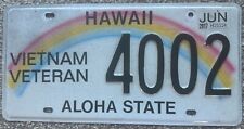 Hawaii Genuine Authentic Retro Used Vietnam Veteran Rainbow License Plate #4002 picture
