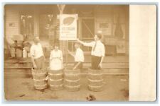 c1910's Philadelphia Ice Cream Men Women Barrel Milk Jugs PA RPPC Photo Postcard picture
