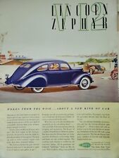 1936 blue Lincoln Zephyr new kind of car word from the wise vintage ad picture