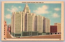 Postcard Criminal Courts Building New York City Birds Eye View Linen Old Car UNP picture