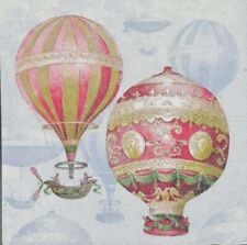 TWO Individual Napkins Sky Pink Air Ballon Gold Lunch for Decoupage  (IHR 79) picture