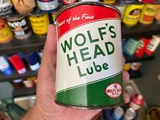 VINTAGE~ FULL NOS~ WOLF'S HEAD 1-POUND GREASE CAN IN EXCELLENT CONDITION~ NICE picture