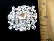 XL Outstanding  Czech Vintage Glass Rhinestone Button   Crystal Clear  picture