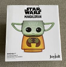 Joyjolt Star Wars Mandalorian Grogu Baby Yoda 2 Stackable Drinking Glasses Cute picture