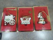 Set of 3 Lenox China Ornaments in Boxes Reindeer and Christmas Home picture