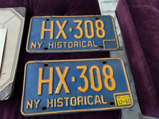 EARLY # SET OF  NEW YORK HISTORICAL  ANTIQUE AUTO LICENSE PLATES HX308 NY 1967 picture