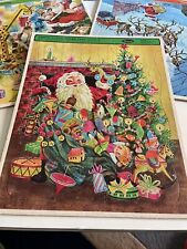 vintage whitman christmas puzzle lot of 3 santa claus workshop night before nice picture