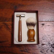 Vintage Gent’s Made in West Germany Wooden Disposable Razor & Bristles Brush picture