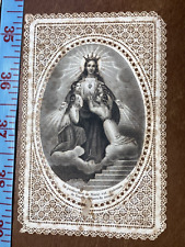 Antique Holy Card 1800’s Immaculate Heart Virgin Mary picture