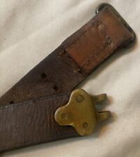 Unmarked WW1/2 Antique Leather Rifle Sling Part  - 23” picture