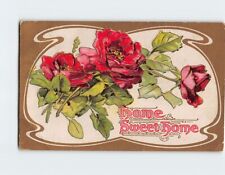 Postcard Home Sweet Home with Roses Embossed Art Print picture